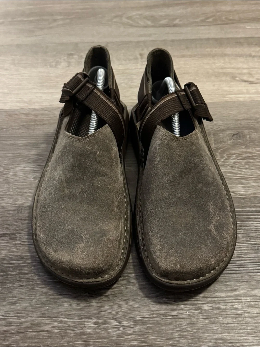 Chaco Men's Suede Slip-On Casual Shoes Adjustable Strap Gray/Brown US 10.5